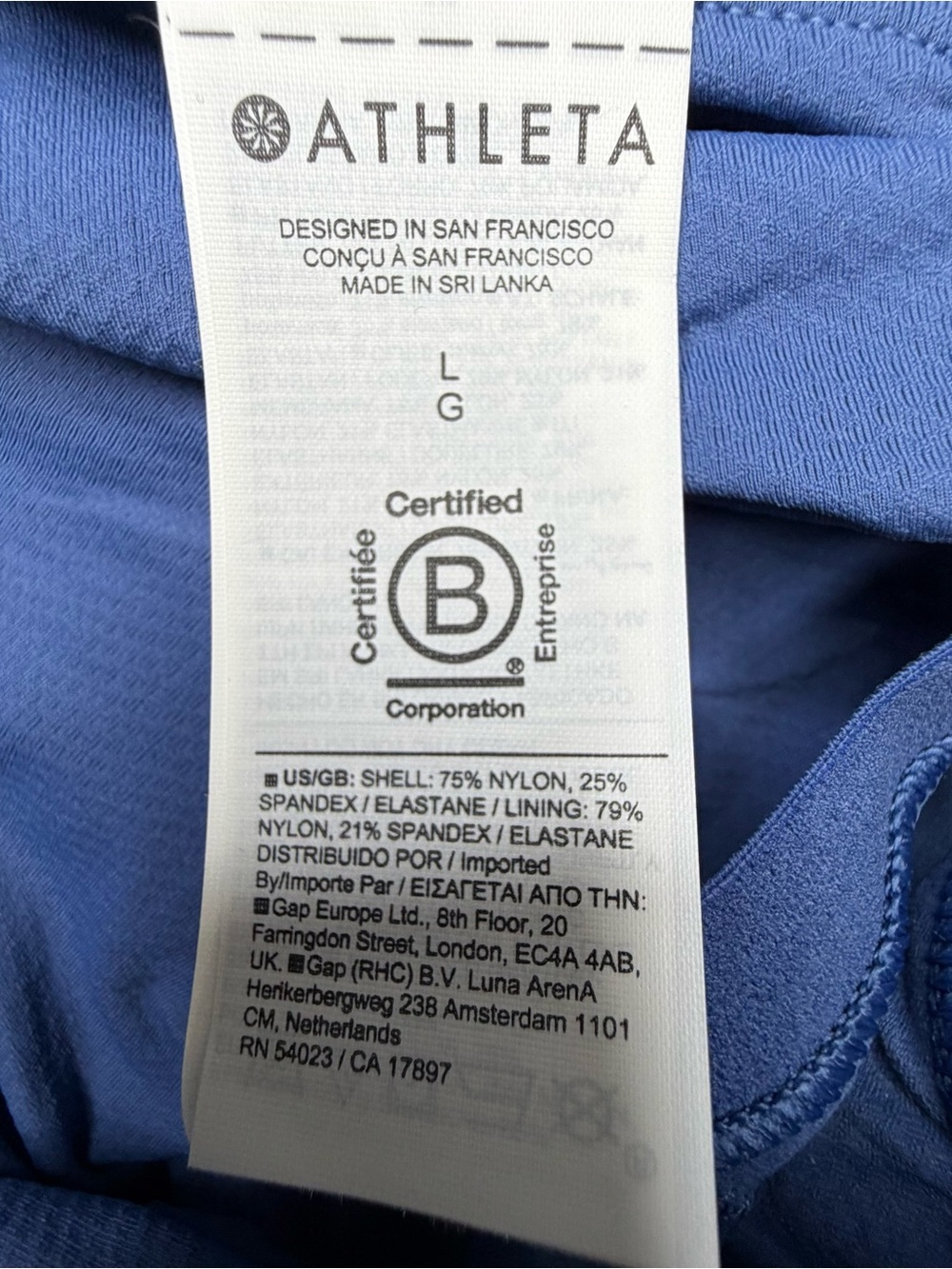 Athleta Women's Transcend Support High Neck Athletic Top, Blue, size L. NEW! - Picture 4 of 4